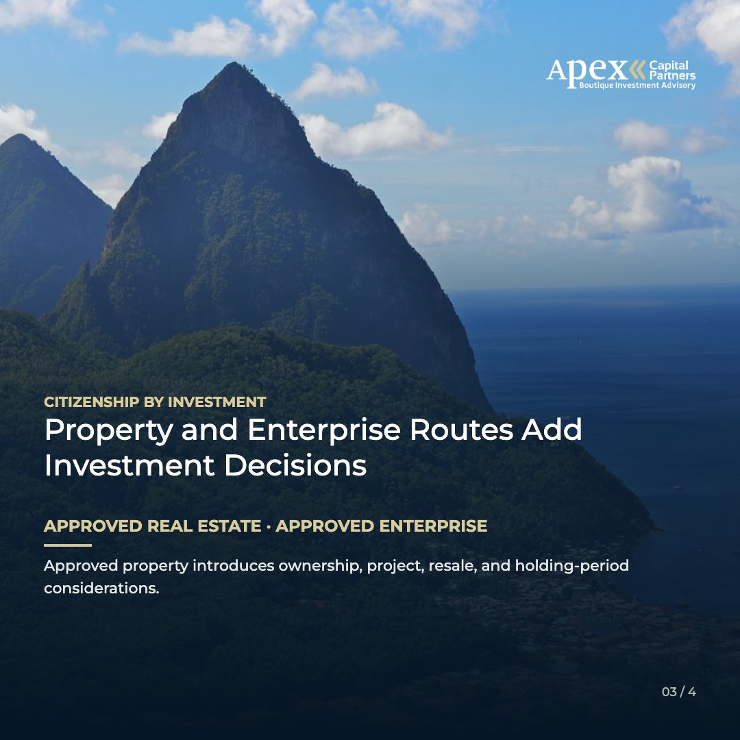 ApexCapPartners's tweet photo. Saint Lucia citizenship by investment gives you four official ways to structure the qualifying commitment.

@ApexCapPartners compares the available routes and finds the right plan for you, your family, capital, and long-term goals.

#ApexCapitalPartners #InvestmentMigration #GlobalMobility