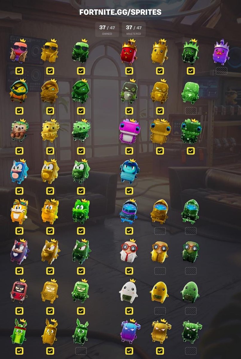 jejfivificododo's tweet photo. Anyone wants to trade sprites? Im searching gold and cm variants of Sprites like jackrabbit sprite, Xray sprite, Onigiri Sprite, Overshield sprite, Storm Scout sprite, etc
#Fortnite #sprite #trade #xraysprite #shadowsprite #jackrabbitsprite #stormscoutsprite #onigirisprite https://t.co/XweFzFO878