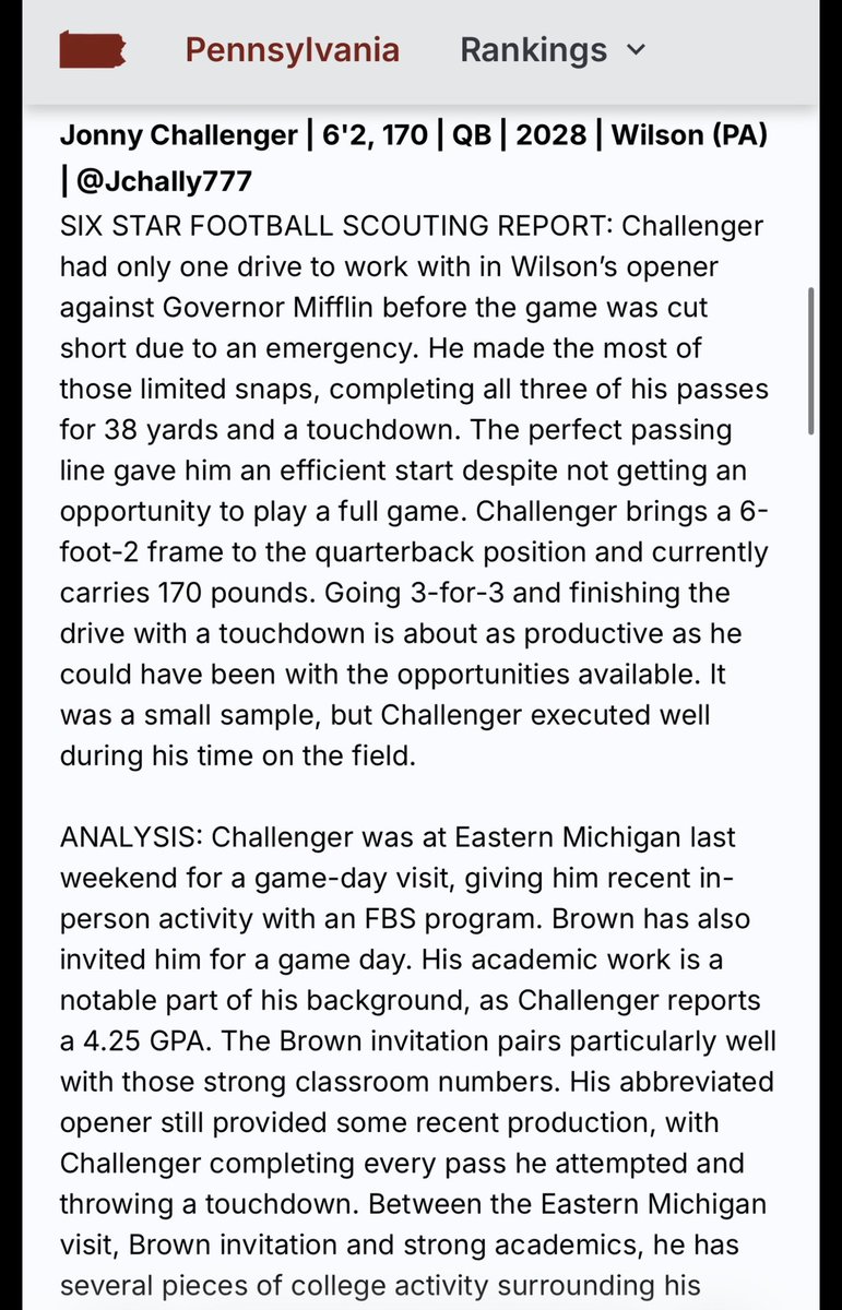 Jchally777's tweet photo. Thank you for the write up! @sixstarfootball https://t.co/Vi9UuhwjGx
