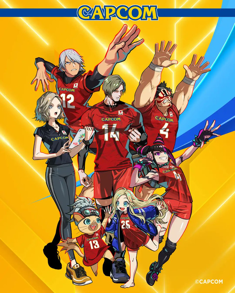 RENews_X's tweet photo. 🏐 New Leon and Grace artwork in support of the Asian Men’s Volleyball Championship Fukuoka 2026.

Capcom has shared special artwork featuring Leon S. Kennedy and Grace Ashcroft from Resident Evil Requiem, alongside Diana from PRAGMATA, Rudy from Monster Hunter Stories 3, Juri and E. Honda from Street Fighter 6, and Dante from Devil May Cry, in support of the Asian Men’s Volleyball Championship Fukuoka 2026.

Capcom has been a Top Partner of Japan’s national volleyball teams since 2022 and is also an official partner of the tournament’s Local Organizing Committee.

📅The tournament kicks off September 4 in Fukuoka, Japan, and runs through September 13.