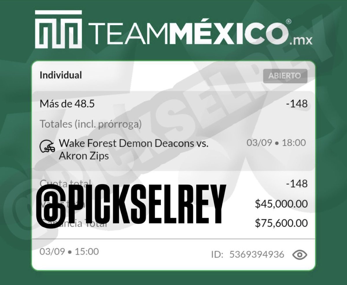 PicksElRey's tweet photo. BONUS PLAY DE GALLITOVIP EN NCAAF 🐓🏈

📌 PICKS GRATIS DE TODOS LOS TIPSTERS POR ACÁ: https://t.co/pnTUlmxK3F https://t.co/coKGfb0fQs