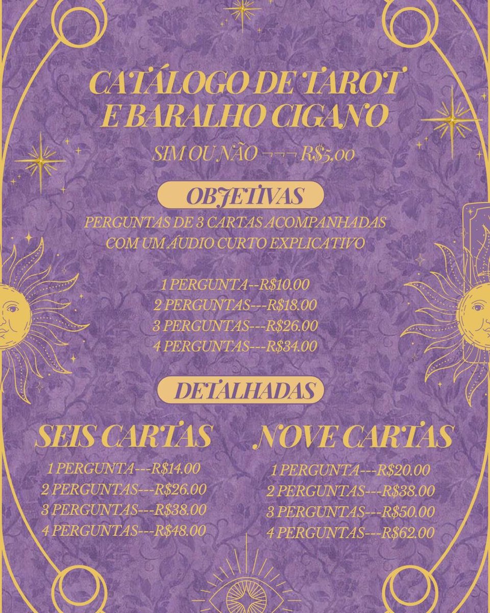 selvatica_arcan's tweet photo. .✦ ݁˖ mesa aberta 🔮

𝜗ৎ tiragens a partir de 5 reais 🪻 
𝜗ৎ valores e feedbacks do fixado ✨️
𝜗ৎ +2500 atendimentos🪻
𝜗ৎ tarot e baralho cigano ✨️

💬 Agendamentos pelo WhatsApp:
https://t.co/fbUonrtt6f

🏷️: tarot, taro, tiragem, leitura, cartas, tarologa, cartomante, baralho cigano, previsão, oráculos, amorosa, espiritualidade, consulta, bruxa, oraculista, mesa, aberta, reconciliação, geral, amor, #thread, #magictwt, #tarotwt