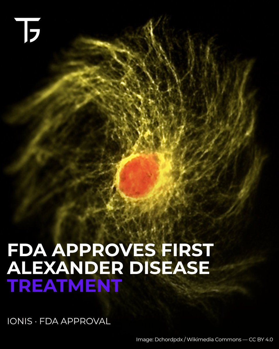 Tarsgen's tweet photo. 🧠 The FDA has approved Ionis’ Zanvastro, the first disease-modifying treatment for Alexander disease.

In a pivotal study, treated patients maintained walking speed, while the control group saw a 33% decline.

#Biotech #FDA #RareDisease https://t.co/d6rkfAphfk