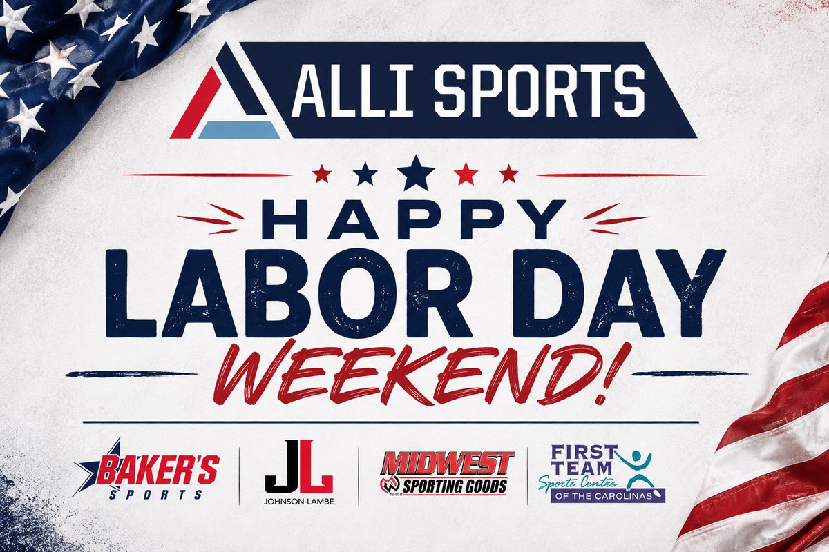 AlliTeamSports's tweet photo. 🇺🇸 Happy Labor Day Weekend from our team at Alli Sports! 🇺🇸

We celebrate the hard work, dedication, and commitment of the people who keep our teams, schools, communities, and businesses moving forward.

We hope everyone enjoys a relaxing, and well-deserved Labor Day weekend! https://t.co/w1MC7I6AZc