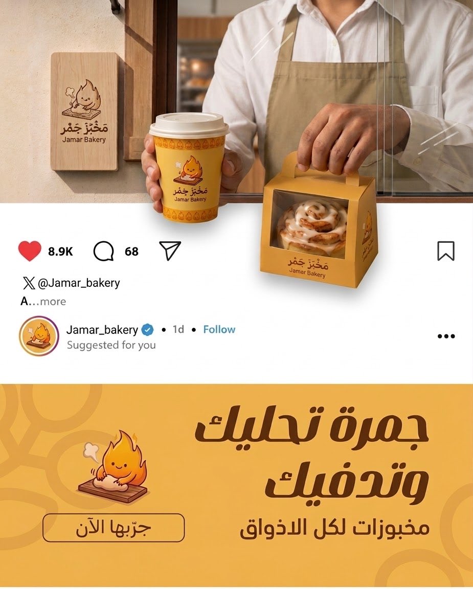 byhudades's tweet photo. مَخْبَز جَمْر🔥🥐🥧
هويه متاحه 

#تصميم_جرافيك #هوية_بصرية #تصميم_شعارات #GraphicDesign #Branding https://t.co/ELjNpwIlkx