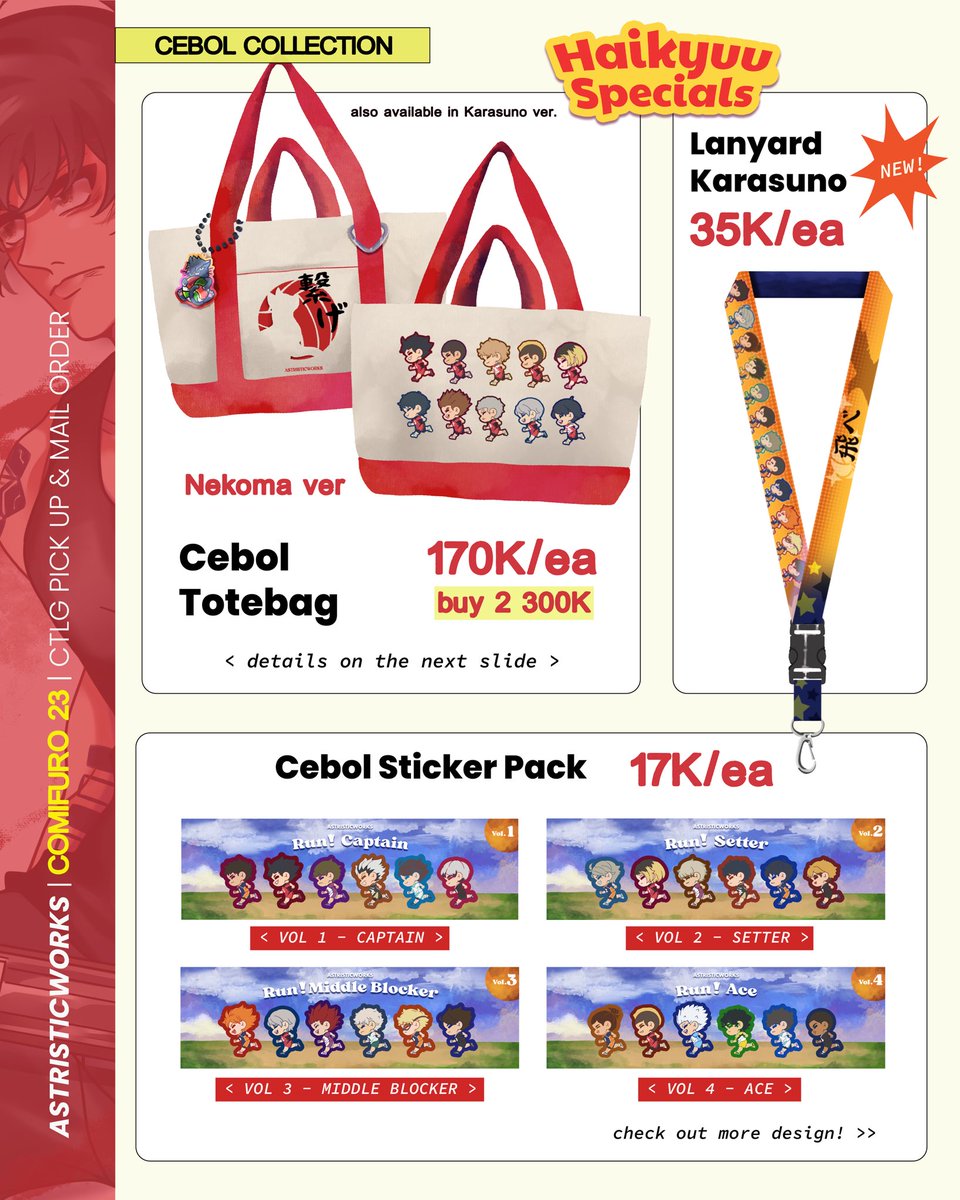 astristicworks's tweet photo. < re-shares are greatly appreciated! >

Astristicworks’ #CF23 preorder catalogue ✧˖°.

🗓4/9 - 15/9 2026
📍Pickup &amp; Mail order
🔗 link below
⟡ GOs please DM us <3

⤷ Sakamoto Days, Gintama, One Piece, JJK, Haikyuu, TBHX, Trigun, Frieren, Tokyo Revengers, Chainsaw Man &amp; more! https://t.co/SRWtJYiSQl