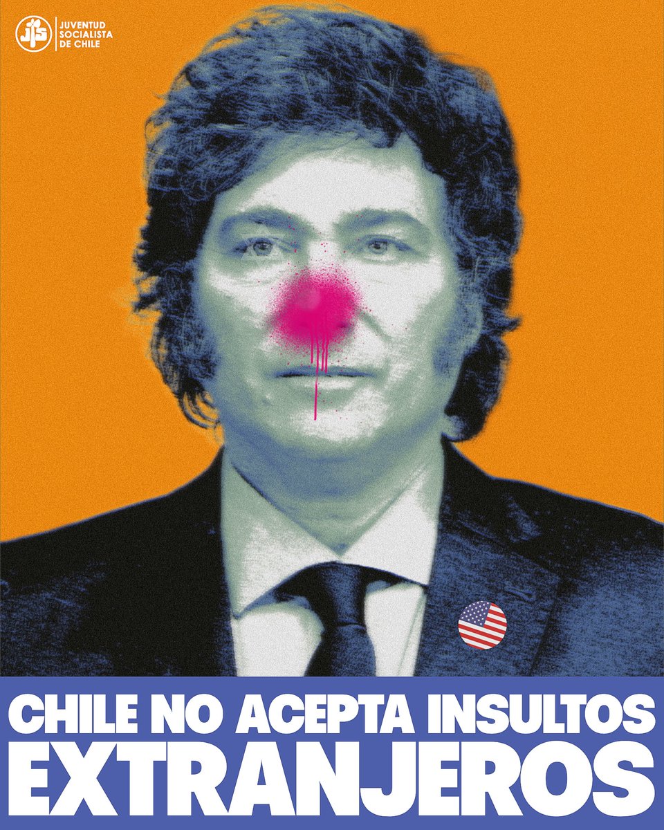 JS_Chile's tweet photo. 🇨🇱 Chile no acepta que extranjeros vengan a reescribir nuestra historia.

Milei insultó la memoria de Salvador Allende y justificó el Golpe de Estado de 1973. Pero Chile no olvida: Allende fue elegido por el pueblo, la dictadura violó los DD.HH. y ninguna provocación lo cambiará https://t.co/7DlSVbtUSN