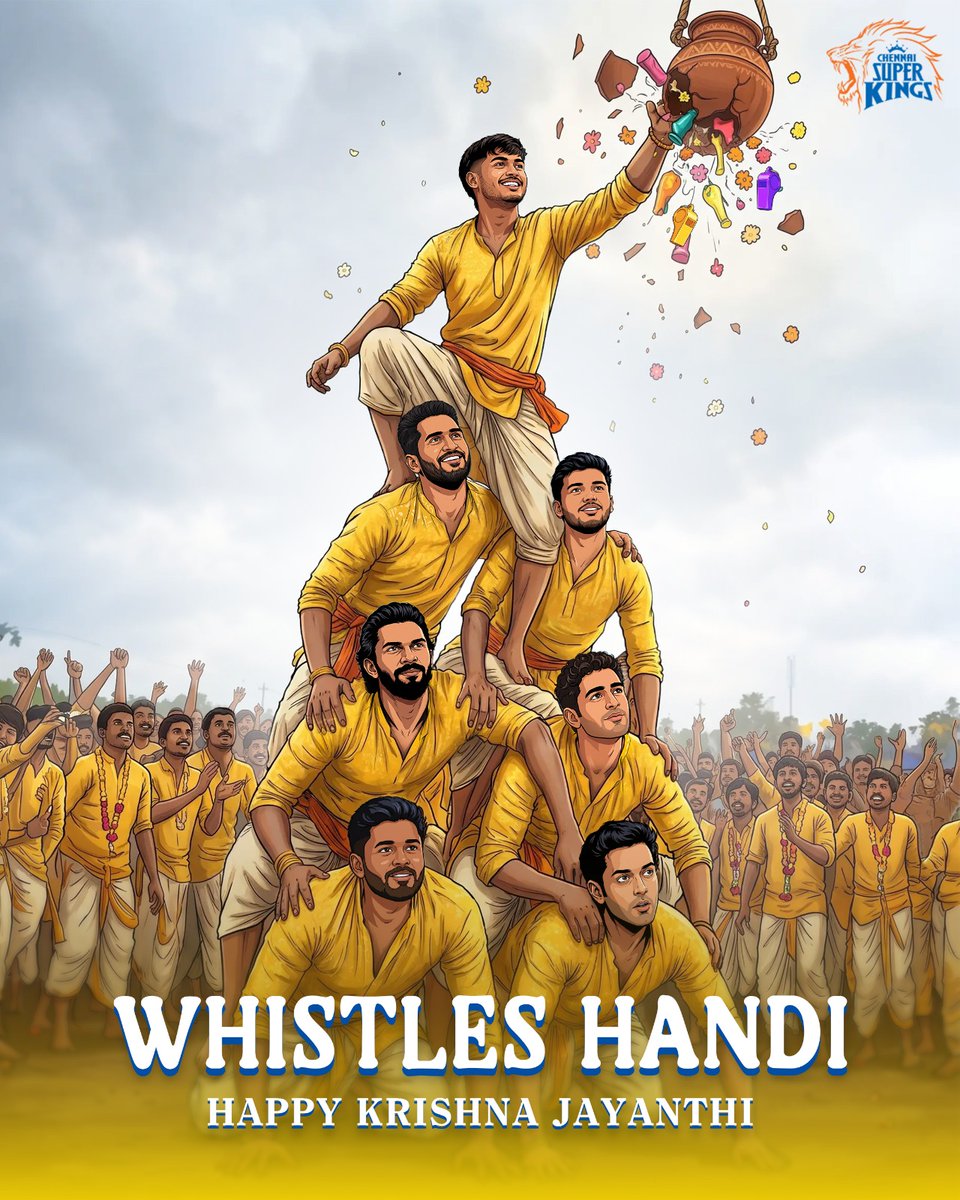 ChennaiIPL's tweet photo. Breaking handi and spreading Anbu on this joyous day! 💛🫂

#WhistlePodu #KrishnaJayanthi https://t.co/jF5h3fkQRH