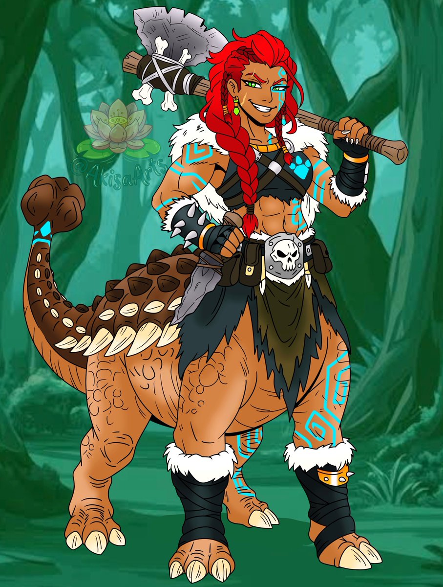 AkisaArts's tweet photo. I saw this short from TheChezAidan on youtube and i couldn't resist, so i created Ventris Magna the Ankylossaurus Barbarian

#oc #ocart #originalcharacter #originalcharacterart #DnD #Rpg #rpgart #centaur #monstergirl #barbarian #dinossaur https://t.co/hFIpR9RiVo