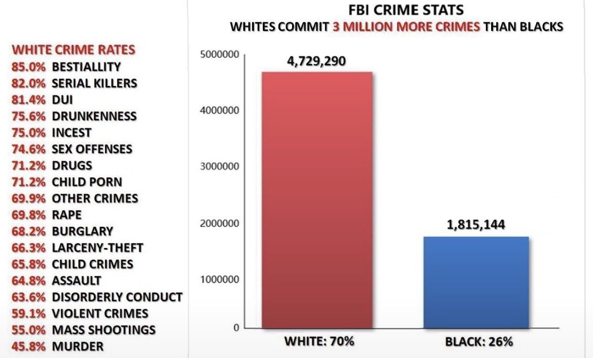 Diddysonotdr's tweet photo. @RemoveAllPoop @ambushmann @nspneryan Yea quite literally not the fbi website you gave me proved yo ass wrong it showed how white people commit more crimes literally 56% of the population over power 13% of the population use your brain and read the photo i got from your website u gave me https://t.co/iLHetW4tIJ