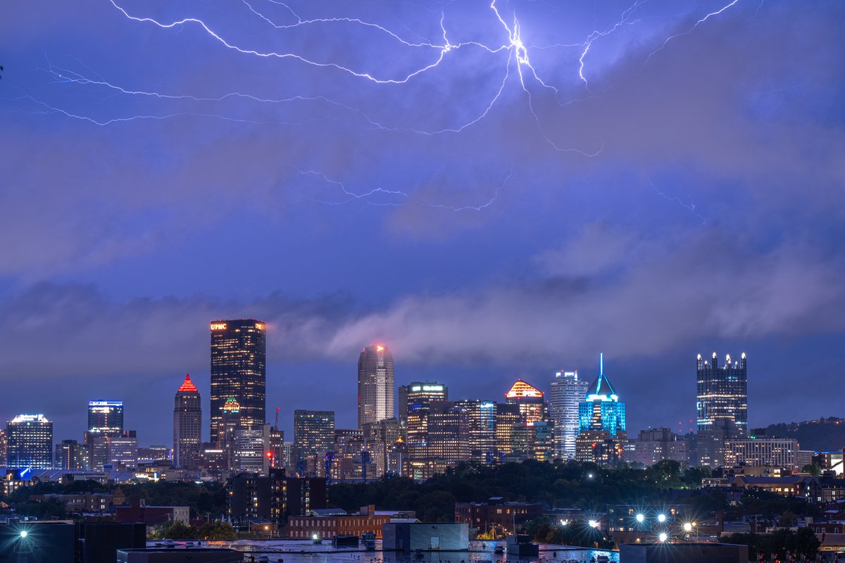 dmcgrew's tweet photo. Man we had some pretty wild storms today here in Pittsburgh! Three separate rounds of severe thunderstorms came through the area. I was able to go out and shoot the last round tonight and got some pretty good lightning shots. I noticed a lot of places around town did not have power. Hopefully it comes back on soon! #pittsburgh