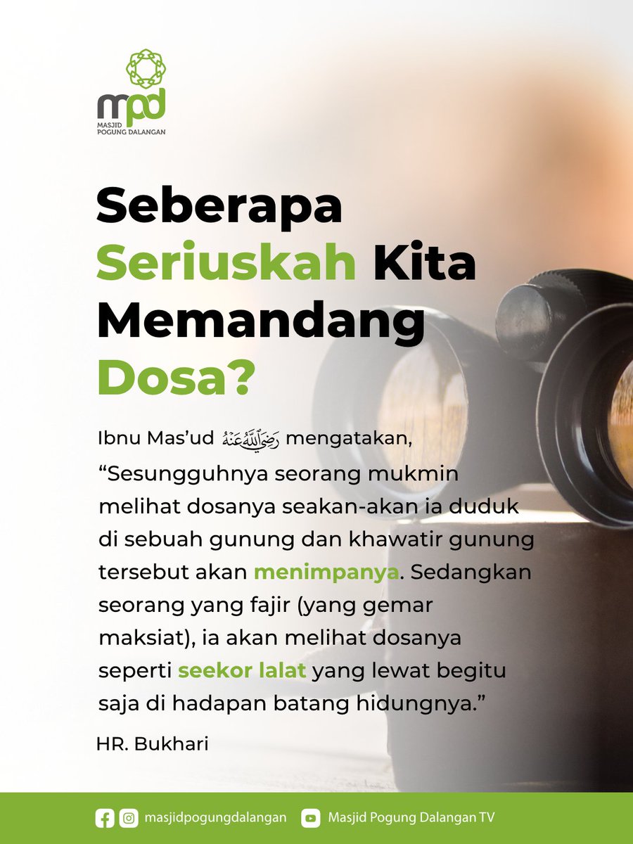 masjidmpd's tweet photo. Coba renungkan sejenak, dosa apa yang terakhir kali membuat hati kita benar-benar gelisah sampai bergegas ingin bertaubat? 

Bagi seorang mukmin, dosa bukan perkara yang bisa dianggap ringan. Sekecil apa pun maksiat yang dilakukan, tetap ada rasa takut kepada Allah. https://t.co/3AL6FESGyi