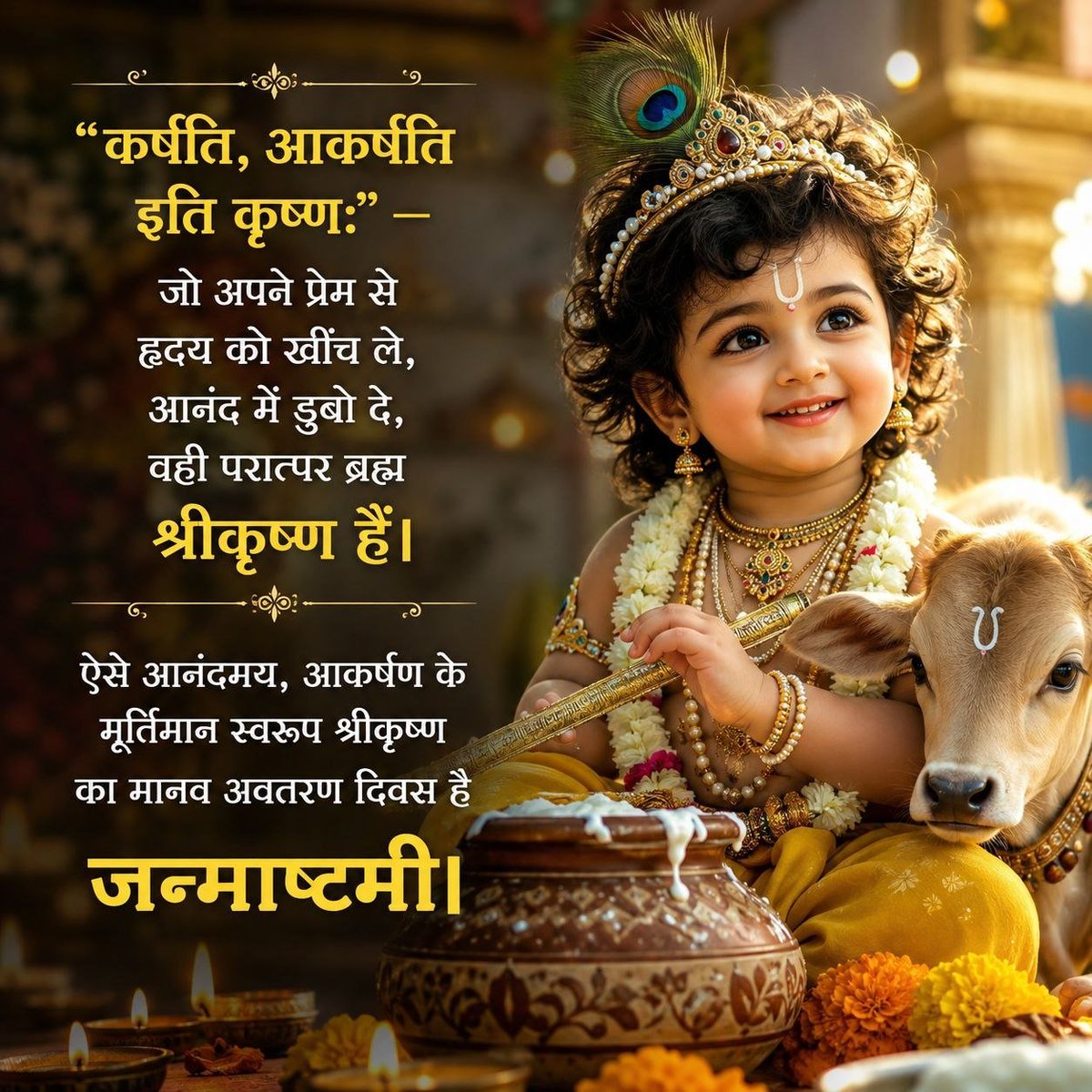 HariommSahoo's tweet photo. Sant Shri Asharamji Bapu बताते है 
होली, दिवाली, महाशिवरात्रि और #Janmashtami इन चार महारात्रि में से एक Shri Krishna जन्माष्टमी है। इसदिन व्रत और विशेषकर जागरण करना चाहिए। ब्रह्मविवर्त पुराण में लिखा है कि 20 करोड़ एकादशी व्रतों के फल के समान अकेला जन्माष्टमी का व्रत है। https://t.co/Br2xgB84Wf