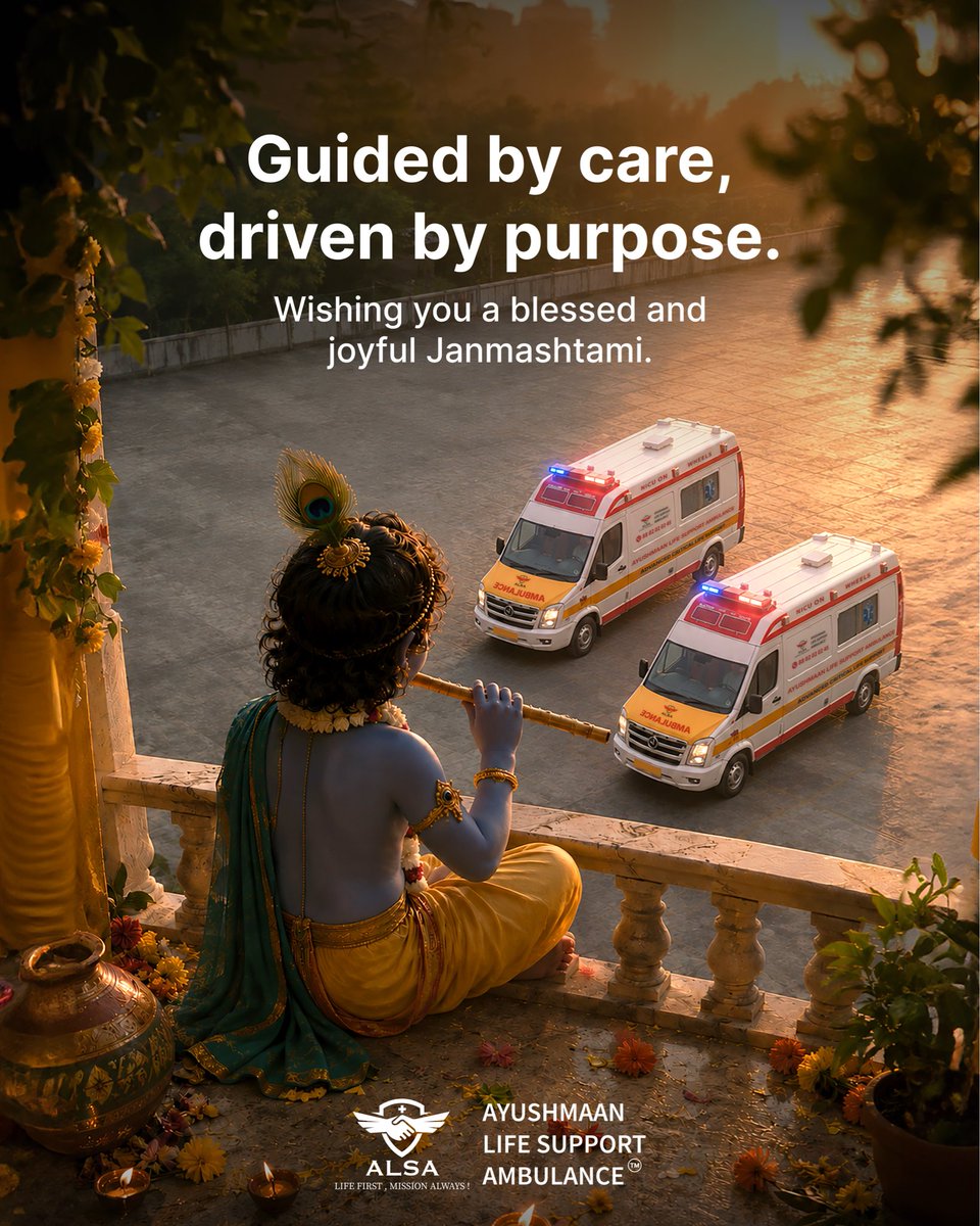 alsaambulance's tweet photo. Happy Janmashtami to all!✨

#HappyJanmashtami #Janmashtami #Ambulance #AyushmaanAmbulance #healthcare #Medical https://t.co/j3hFnwiPeP
