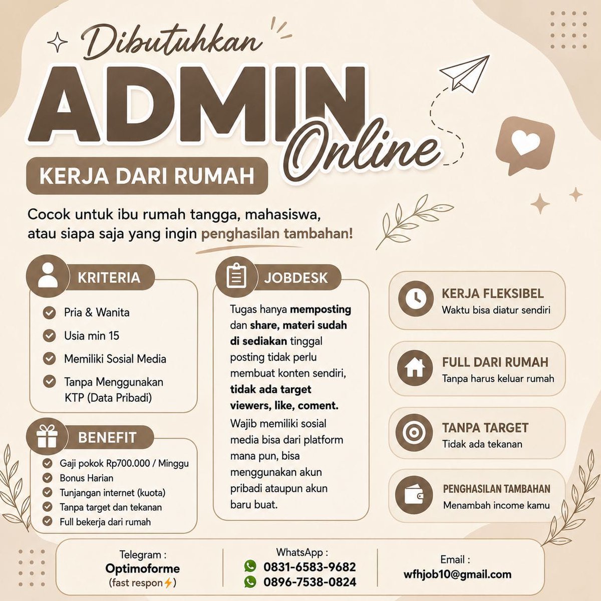 imy0000urs's tweet photo. lagi cari freelance yang bisa dikerjain dari rumah?? 👀
aku lagi open nihh!! WFH, cara kerjanya gampang, dan cocok buat pelajar/mahasiswa ataupun kalian yang cuma mau cari tambahan uang 💸💸
kalau tertarik jangan malu-malu, langsung DM ajaa!! free to ask kokk NO SCAM 100% 💯 https://t.co/TyloUuGoHt