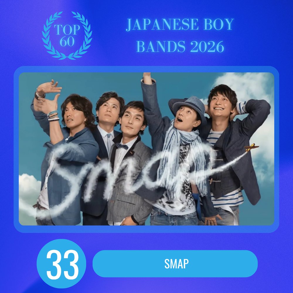 TOP100KPOP's tweet photo. TOP 60 – JAPANESE BOY BANDS 2026

#33 SMAP

Congratulations! 🎉 https://t.co/yYbjitRMni