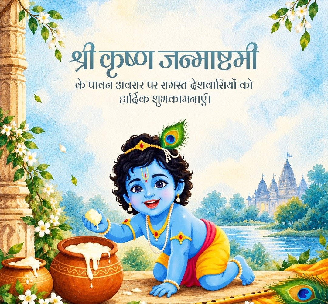 RakeshSinha01's tweet photo. श्रीकृष्ण जन्माष्टमी के पावन अवसर पर समस्त देशवासियों को हार्दिक बधाई एवं शुभकामनाएँ। 
भगवान श्रीकृष्ण की कृपा आप सभी पर बनी रहे और आपके जीवन में सुख, शांति एवं समृद्धि का वास हो, यही कामना करता हूं।   
जय श्रीकृष्ण ! https://t.co/vM209oxnGI