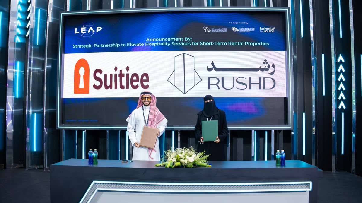 useRushd's tweet photo. على هامش #LEAP2026، نعلن عن شراكتنا مع #Suitiee🤝
شراكة تهدف إلى الارتقاء بخدمات الضيافة للعقارات ذات الإيجار قصير الأجل وتحسين تجربة الضيوف.
  #Hospitality #رشد https://t.co/xB1OK9XKE2