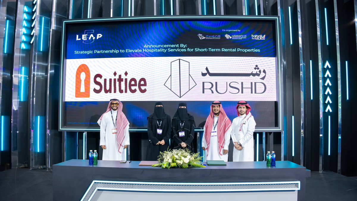 useRushd's tweet photo. على هامش #LEAP2026، نعلن عن شراكتنا مع #Suitiee🤝
شراكة تهدف إلى الارتقاء بخدمات الضيافة للعقارات ذات الإيجار قصير الأجل وتحسين تجربة الضيوف.
  #Hospitality #رشد https://t.co/xB1OK9XKE2