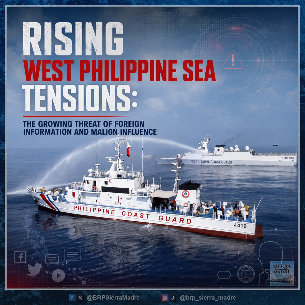 BRPSierraMadre's tweet photo. THE BATTLE FOR THE WEST PHILIPPINE SEA IS NOT ONLY HAPPENING AT SEA—IT IS HAPPENING IN THE INFORMATION SPACE. 🇵🇭

As tensions rise, so does the flood of foreign narratives designed to distort facts, manipulate public opinion, sow doubt, and weaken confidence in the Philippines.

The goal is simple: make Filipinos question their own sovereignty while normalizing another country’s claims.

We must not allow propaganda to become a weapon against national interest. Question the narrative. Verify the source. Expose the manipulation. Stand on facts.
China may control its narrative—but it does not control the truth.

Our waters. Our sovereignty. Our voice. 🇵🇭

#BRPSierraMadre #WPS #WestPhilippineSea #MalignInfluence #ForeignInformationOperations #CounterDisinformation #StandForSovereignty #FactsOverPropaganda #PhilippinesFirst #FactsMatter #NotOneMore