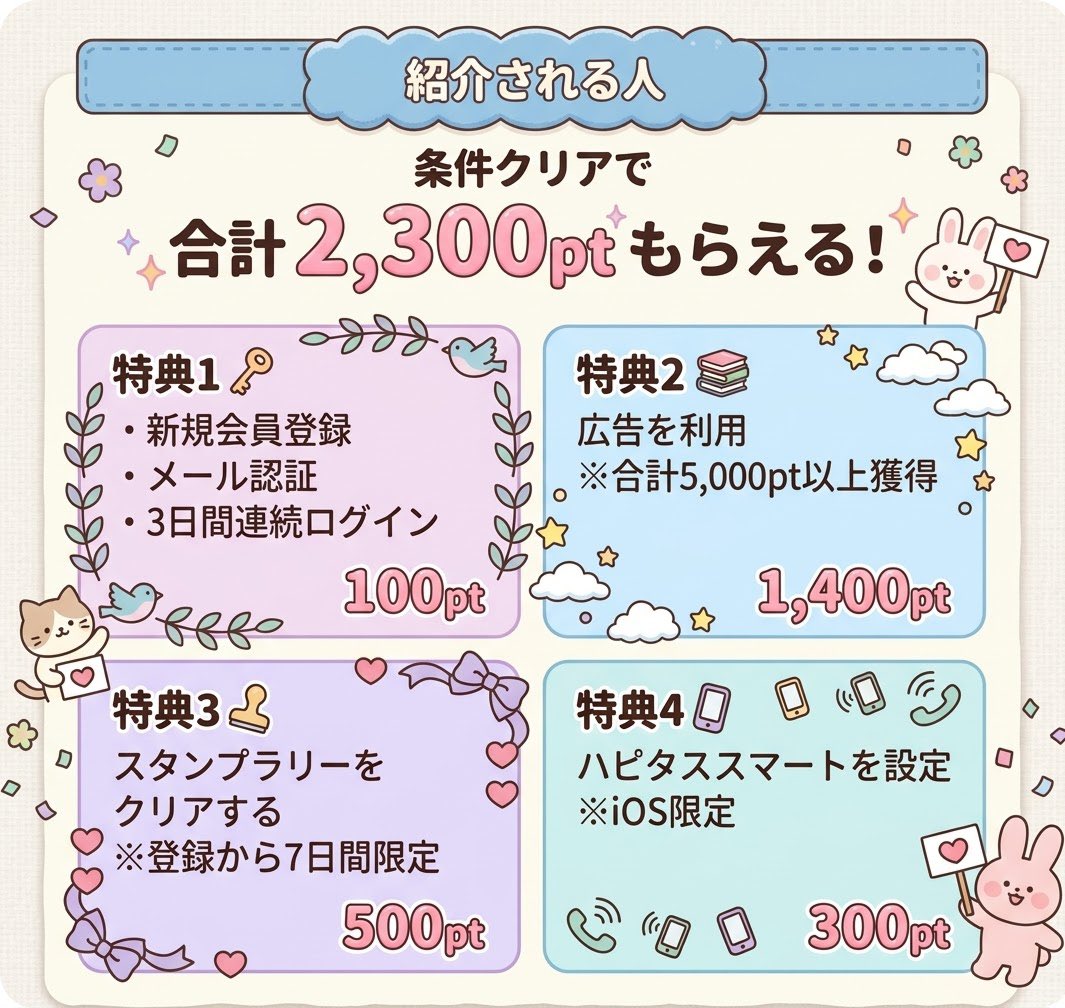 suppress_a_yawn's tweet photo. ☑️ ハピタス紹介コード🎁
 ▶︎【 MFQECZ 】

＼2300円分ポイント貰えます‼️／

【方法】
登録時に紹介コードを入力し、
画像に書かれた条件を達成でOK🙆‍♀️

よかったら使ってください。

#ハピタス紹介コード 
#ハピタス招待コード https://t.co/bqaLMYlMIV