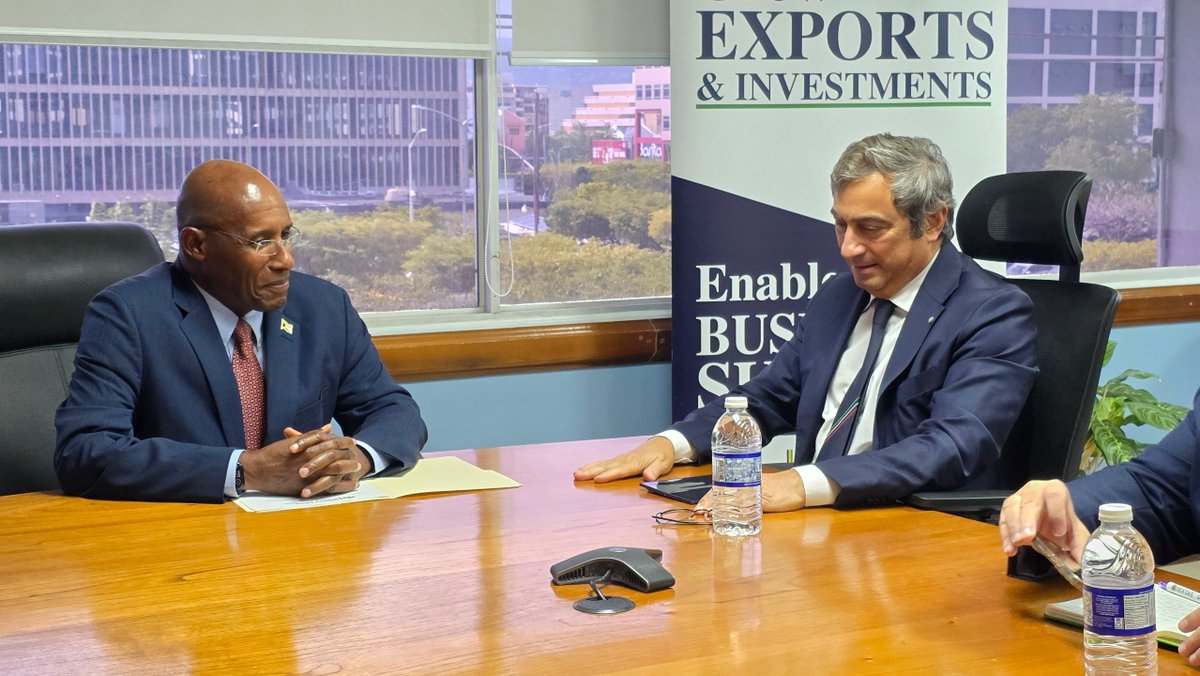industryminja's tweet photo. Minister Hill Meets Italian Ambassador to Advance Jamaica–Italy Business and Investment Opportunities.

@AndrewHolnessJM @HillAubyn @DelanoSeiv #Jamaica https://t.co/JUcsrNSysm
