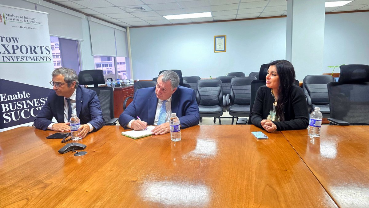 industryminja's tweet photo. Minister Hill Meets Italian Ambassador to Advance Jamaica–Italy Business and Investment Opportunities.

@AndrewHolnessJM @HillAubyn @DelanoSeiv #Jamaica https://t.co/JUcsrNSysm