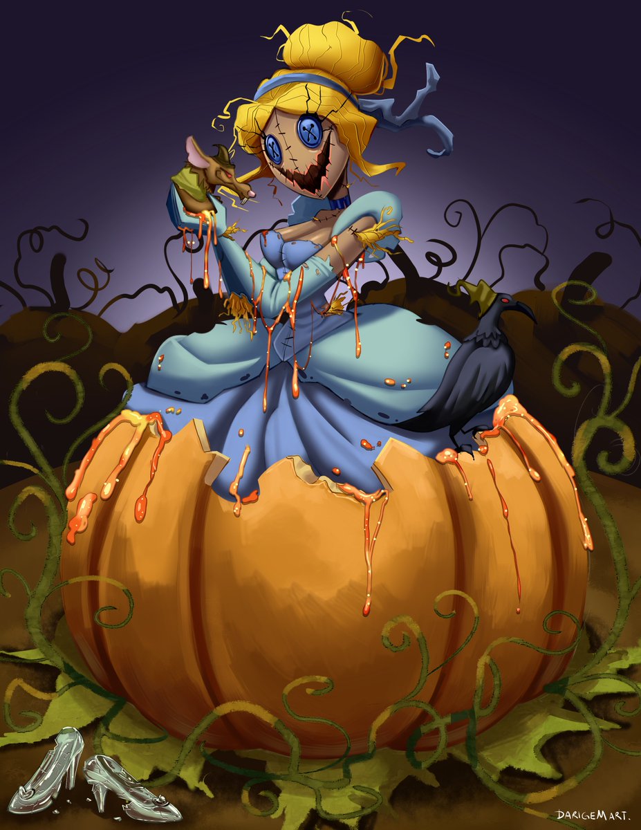 ThewitchDrn's tweet photo. esta ilustración la habia hecho para un collab que organice entre  amigos, consistía en hacer  un re draw de unas ilustraciones de por allá del 2010 que  le daban un toque terrorífico a las princesas de disney jsjsjs https://t.co/mS57GnY1AZ