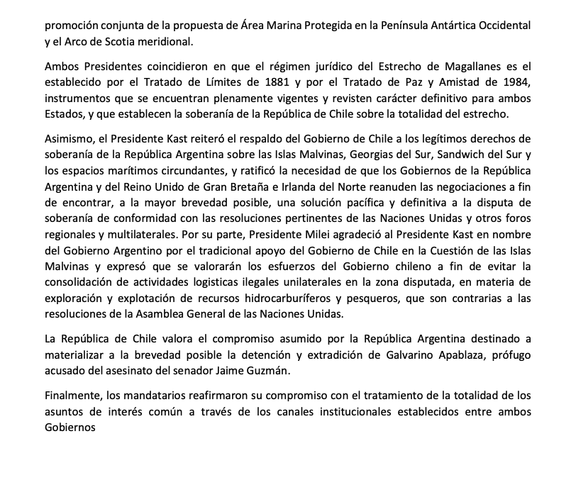 lcruzcoke's tweet photo. La comunicación conjunta de los Presidentes de Chile y Argentina respecto de la soberanía chilena sobre la totalidad del Estrecho de Magallanes es un acierto diplomatico del @GobiernodeChile y @Minrel_Chile

Ambas naciones reiteran la total vigencia del Tratado de limites de 1881 https://t.co/FmhNIB7432