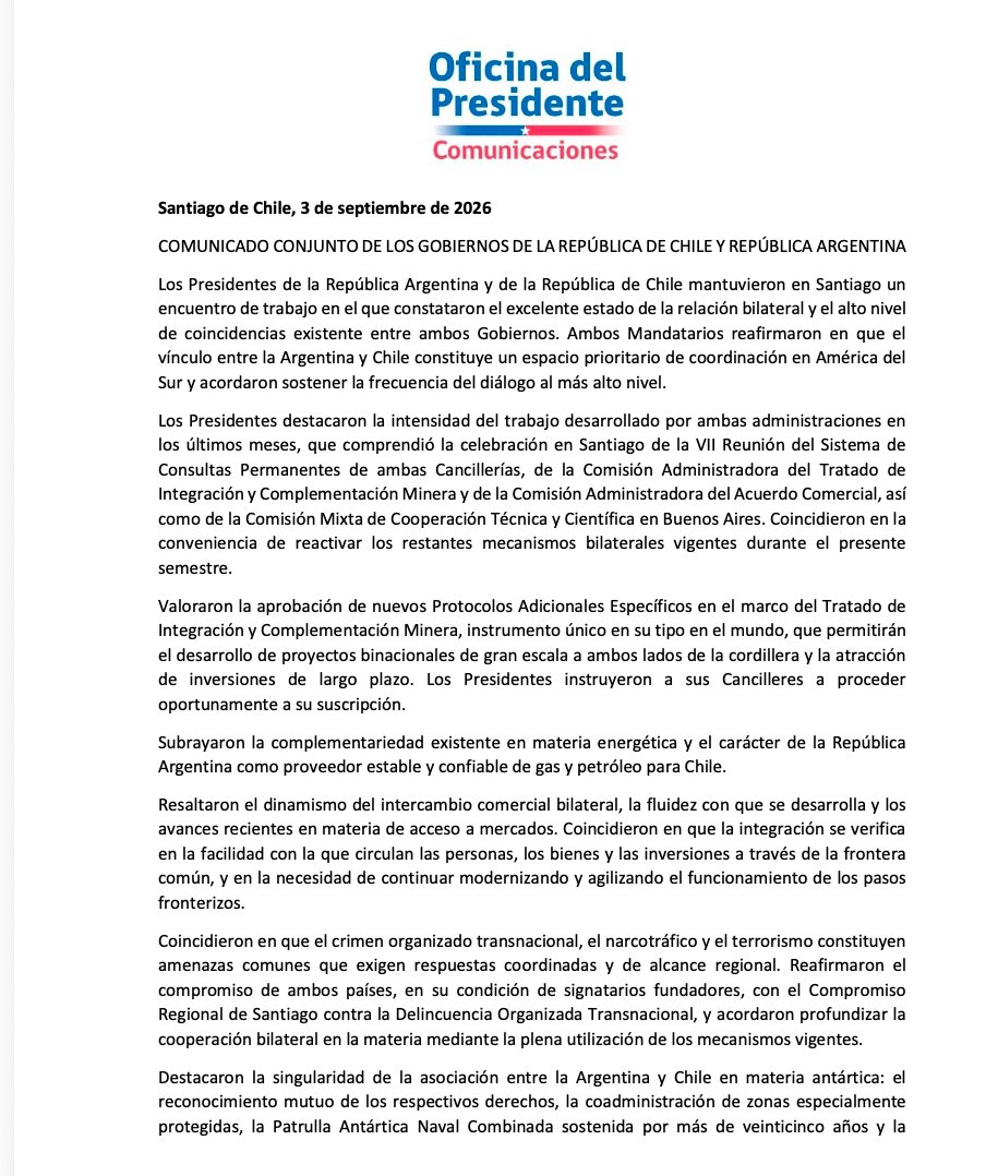 lcruzcoke's tweet photo. La comunicación conjunta de los Presidentes de Chile y Argentina respecto de la soberanía chilena sobre la totalidad del Estrecho de Magallanes es un acierto diplomatico del @GobiernodeChile y @Minrel_Chile

Ambas naciones reiteran la total vigencia del Tratado de limites de 1881 https://t.co/FmhNIB7432