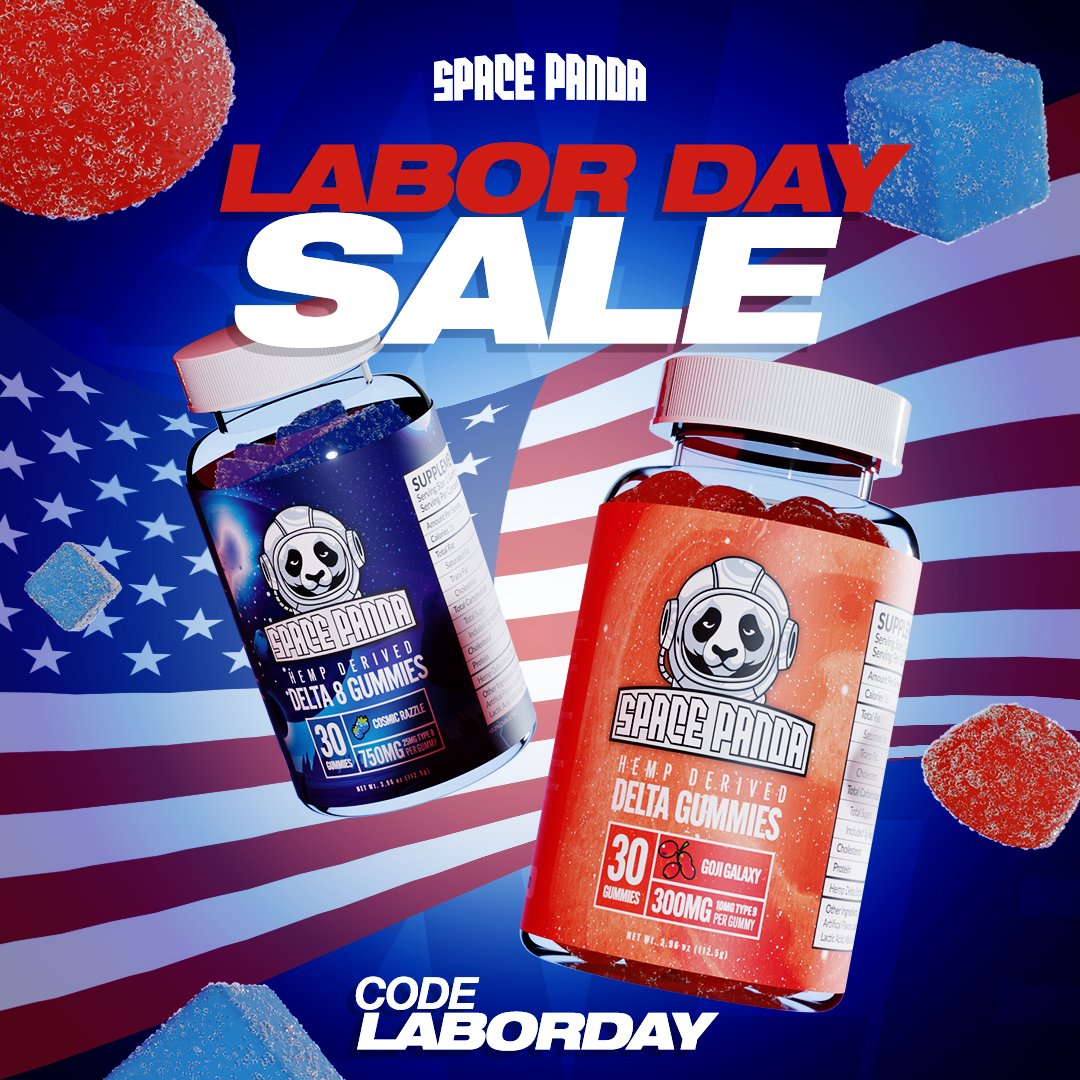 SpacePandaDelta's tweet photo. Labor Day Weekend BOGO ALERT! 🚨🐼
Get ready to stock up, #PandaFam, with a Buy 1, Get 1 FREE sale!
Use code LABORDAY at checkout and double the gummies, double the vibes. 🚀 https://t.co/SrCM9KV1yM