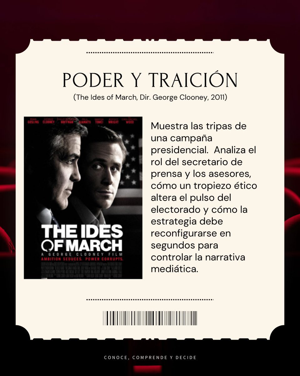 DatosDuros_'s tweet photo. 4. Poder y Traición: Muestras las tripas de una campaña presidencial. Analiza el rol del secretario de prensa y los asesores, como un tropiezo érotico altera el pulso del electorado y como la estrategia debe reconfigurarse en segundos para controlar la narrativa mediática. https://t.co/tBmNmsegzG