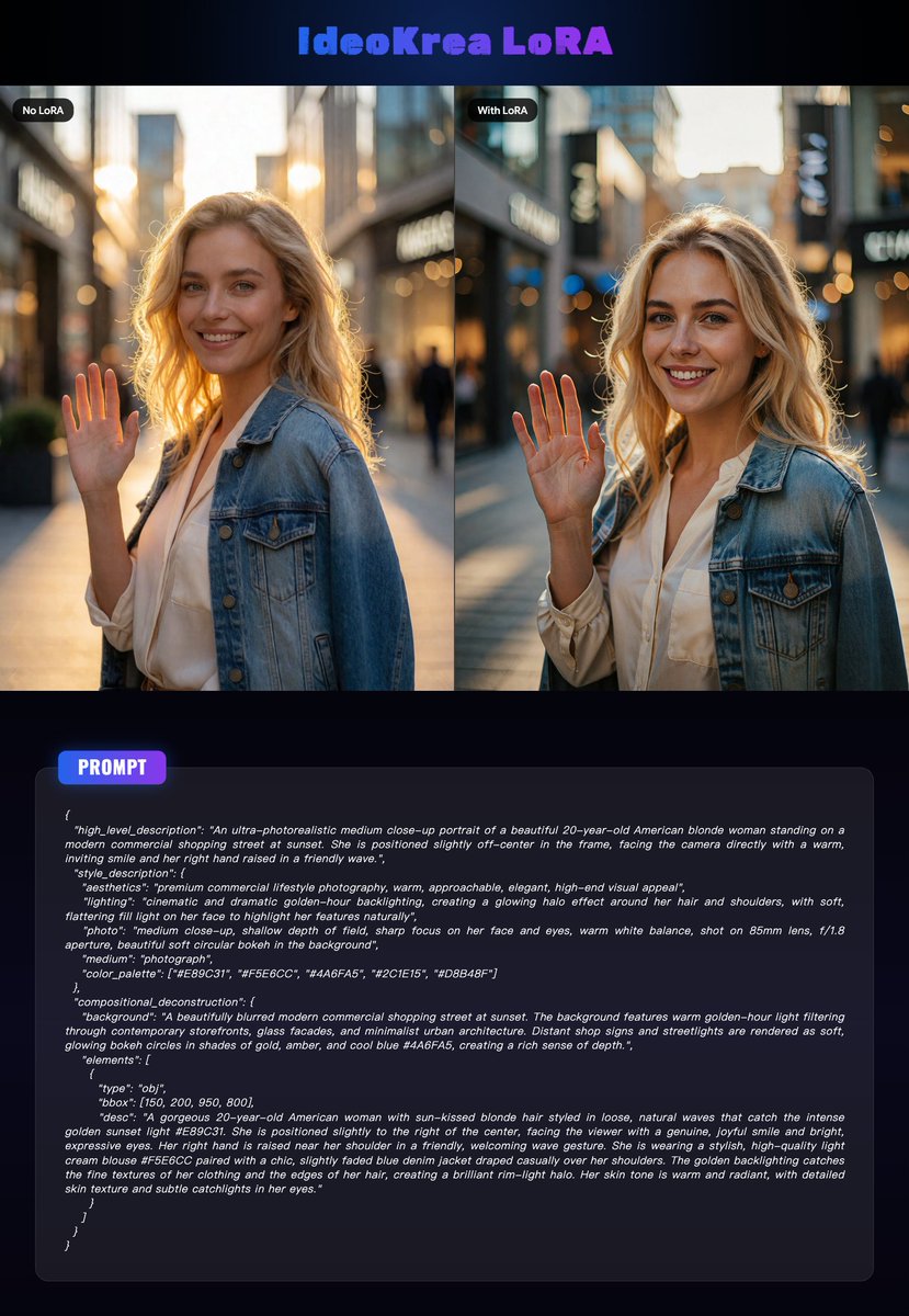 drawthingsapp's tweet photo. 🚨 This LoRA is incredible and needs to be seen!

📝 It claims that it can improve the JSON prompting and style of certain images, making them more like Ideogram 4.

🧪 But after testing it in Draw Things, we found that it has an additional benefit: it makes Krea 2/Turbo much sharper, with significantly better detail.

👇 Click on this post to get the LoRA.