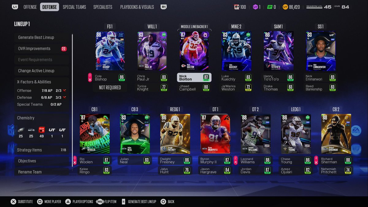 Hawk_Chief_'s tweet photo. 25 Eagles 25 Seahawks 
With some fillers like 86 Cam Little 
No major weak spots 
87 speed 88 acc Bigsby, Wicks and Homer.
84 speed Hargrave. 
@SwiftYouTube_ @Zirksee @Gutfoxx @Moshimadden @EASPORTS_MUT @MisterCiv @UseCodePOP https://t.co/pbFWvqw0vc