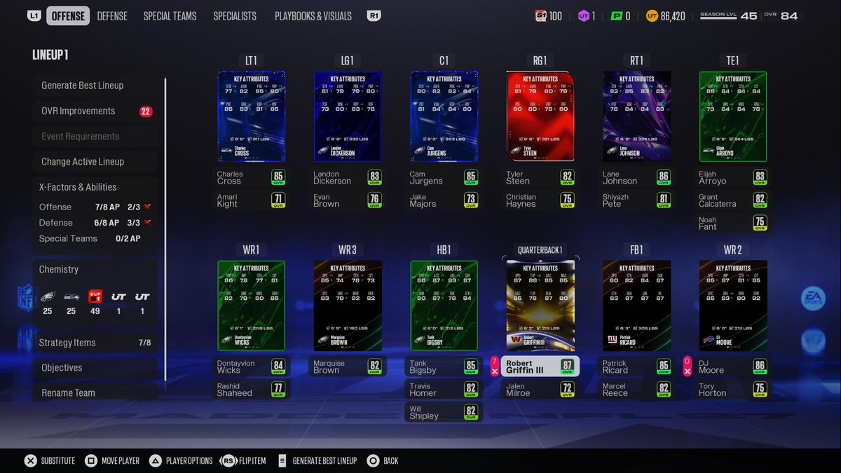 Hawk_Chief_'s tweet photo. 25 Eagles 25 Seahawks 
With some fillers like 86 Cam Little 
No major weak spots 
87 speed 88 acc Bigsby, Wicks and Homer.
84 speed Hargrave. 
@SwiftYouTube_ @Zirksee @Gutfoxx @Moshimadden @EASPORTS_MUT @MisterCiv @UseCodePOP https://t.co/pbFWvqw0vc