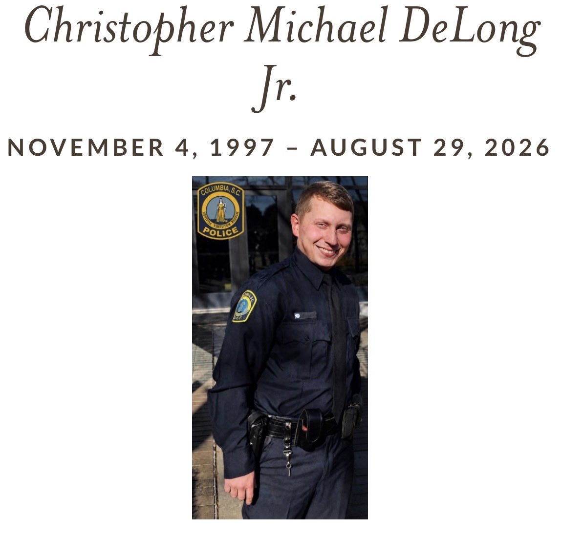 noblenatl's tweet photo. NOBLE joins the nation in expressing heartfelt prayers and condolences to the family, friends, and colleagues of Officer Christopher Michael DeLong Jr. 💐

We will continue to keep the Columbia Police Department in our thoughts and prayers during this most difficult time. 🙏🏿 https://t.co/JxmV0sTp3P