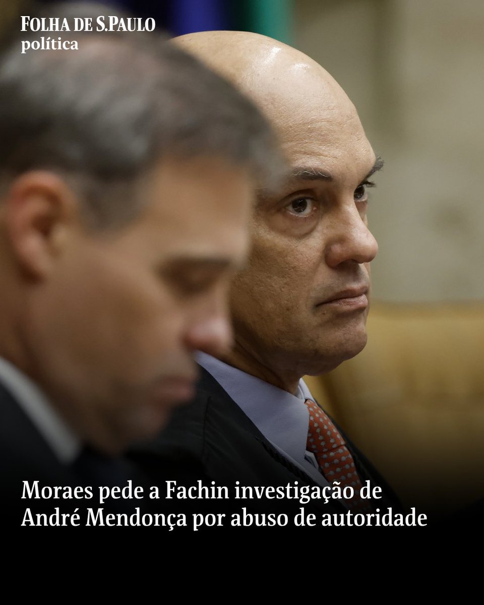 folha's tweet photo. CASO MASTER | O ministro Alexandre de Moraes, do STF (Supremo Tribunal Federal), pediu que o ministro André Mendonça seja investigado por abuso de autoridade, improbidade administrativa e crime de responsabilidade na condução do caso Master e INSS (Institutos Nacional do Seguro Social). A decisão foi tomada no âmbito do inquérito das fake news. Moraes afirma que Mendonça agiu para direcionar as investigações, "com quebra da imparcialidade judicial e favorecimento a determinados grupos políticos".

📲Leia mais na #Folha: https://t.co/CaggXRO8yL

📷 Pedro Ladeira - 3.set.26/Folhapress (@ladeiraphoto)
📝 Luísa Martins