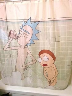 mortysbones's tweet photo. new shower curtain how we feel about it https://t.co/KCqDblZTJD