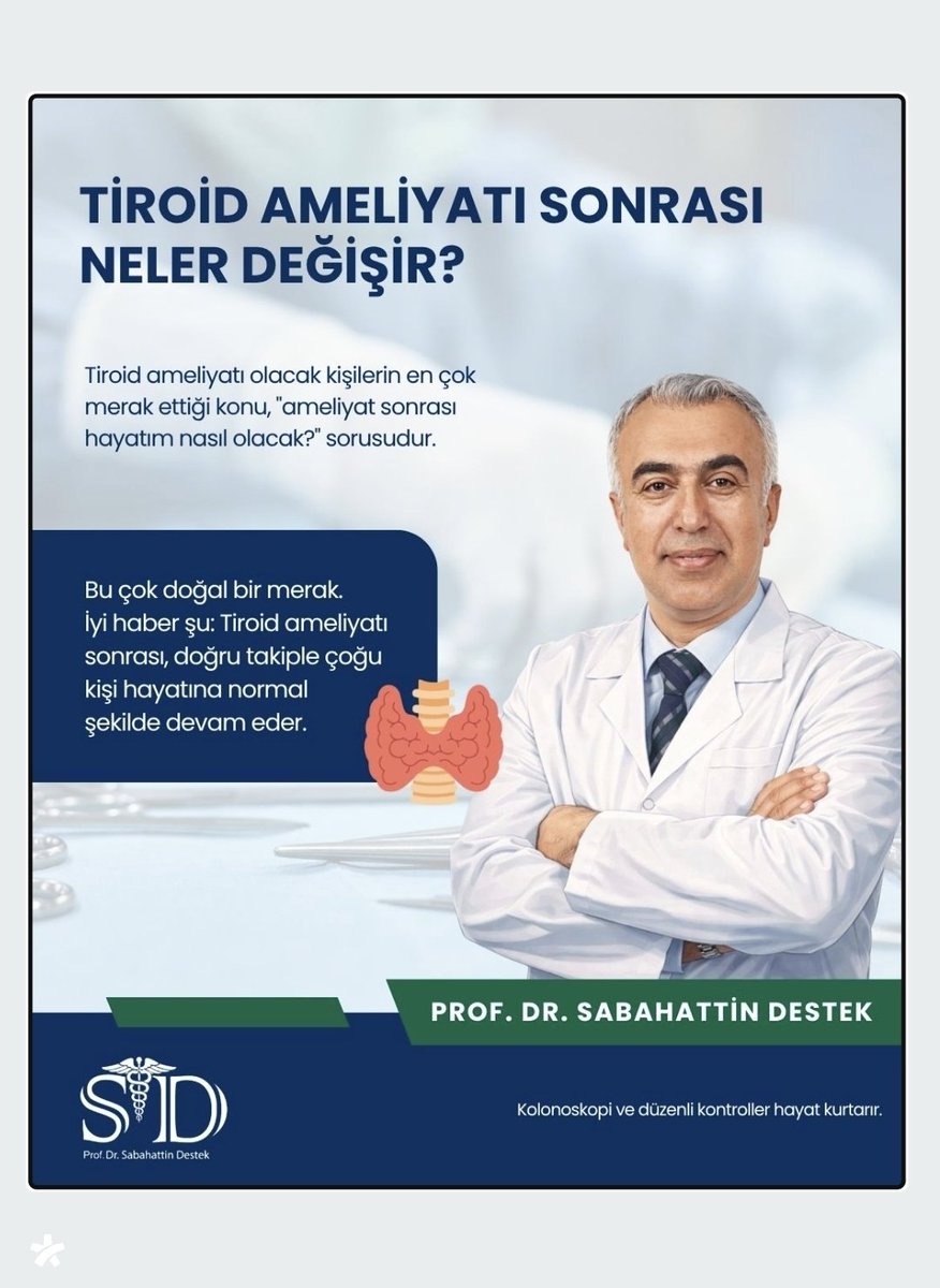 DrSDestek's tweet photo. TİROİD AMELİYATI SONRASI DÖNEM:
Tiroid ameliyatı sonrasında hastanın günlük yaşamında hormon takviyesi, geçici ses ve boyun hassasiyeti ile kısa süreli bir dinlenme dönemi gibi değişiklikler görülür. https://t.co/ZDvGrPvvpo