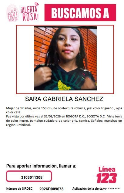 PS1COPOLITICO's tweet photo. 🚨 Niña desaparecida en Bogotá, Colombia

No importa en qué lugar del mundo te encuentres: por favor, comparte esta información. Tu ayuda puede ser fundamental para encontrarla. https://t.co/GfSajy4IBx
