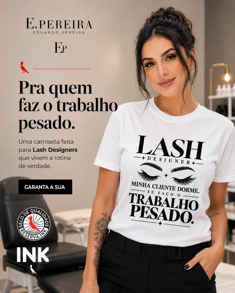 useepereira's tweet photo. A cliente dorme. A Lash Designer faz o trabalho pesado. 😂 Finalmente uma camiseta que conta a rotina como ela realmente é. 🛒 https://t.co/xeFkoriTYr⁠� #LashDesigner #EPereira https://t.co/ymtsZdtGXl
