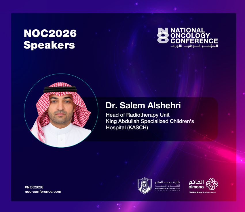 nocconference's tweet photo. Meet Dr. Salem Alshehri, one of the distinguished speakers joining the National Oncology Conference 2026.

Registration: https://t.co/jqJ6RIpPYi https://t.co/ABWJXPtQxj