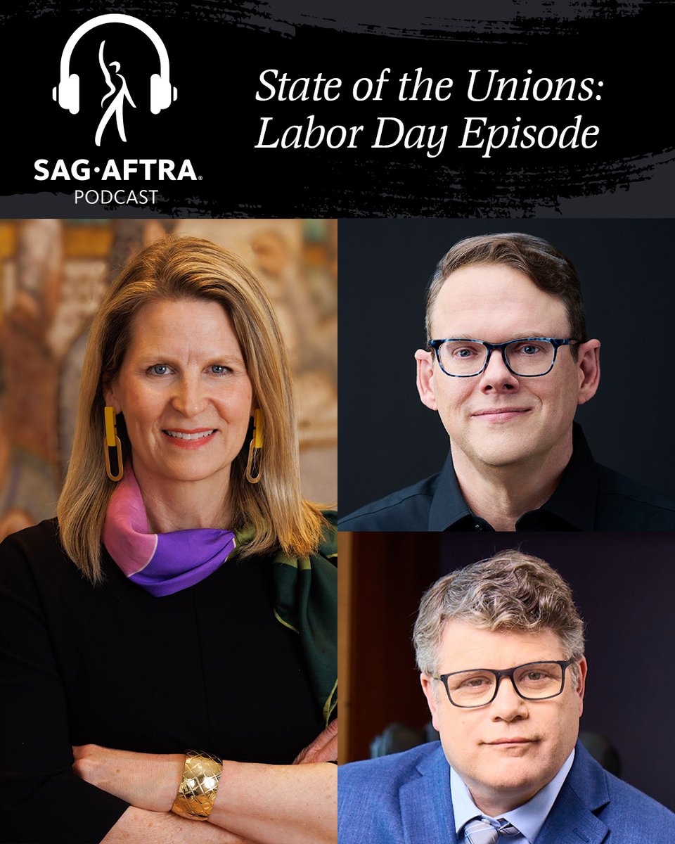 sagaftra's tweet photo. SAG-AFTRA President #SeanAstin, @AFLCIO President @LizShuler and SAG-AFTRA NED &amp; Chief Negotiator @DuncanCI answer the question: What's the state of the unions in America right now? #LaborDay

Listen on the SAG-AFTRA podcast: https://t.co/4B5VExsJ1G https://t.co/YYXmlJXGEJ