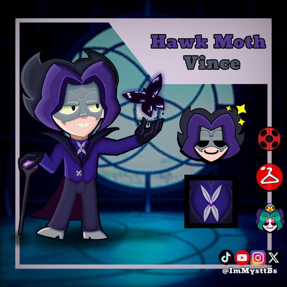 BsMystt's tweet photo. Vince Skin Idea (Hawk Moth)
#brawlstars #miraculous #vince #hawkmoth #skinconcept https://t.co/8WPJmnqgQF