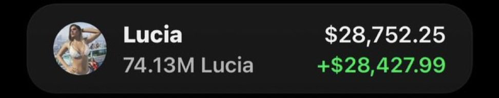 Stevengarayb's tweet photo. $LUCIA is absolutely flying 🚀💰

Printing hard in my Alpha Telegram group — and if you’re in the group, you could’ve caught the same move with my entries. 👀

Don’t chase the pump. Get positioned early.

CA: TcnKFgDZc6RhAz83JHHbWeZ5wLc2at8iHK6FhsxkTLh https://t.co/yyoKIqfHAp