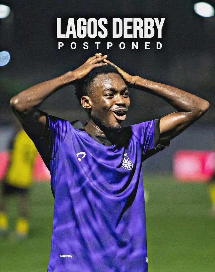 FootballUp8623's tweet photo. 🚨 𝗨𝗣𝗗𝗔𝗧𝗘: The Lagos Derby between Sporting Lagos and Ikorodu City has been postponed.

The game, scheduled for Sunday, was set to be the first Lagos Derby in 10 years. 🏟️

The stadium is expected to host a political rally on Tuesday. https://t.co/pe3jqjudm2