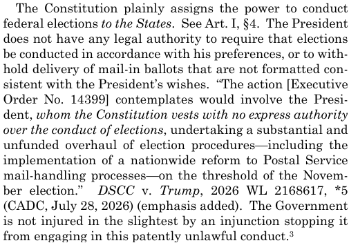 LeroyTheElk's tweet photo. We already know how Jackson will vote (unless the new briefing changes her mind); she discussed the President's authority to change the mail-in ballot rules in the August case. The other eight justices haven't opined on that yet because the August case was mostly about standing. https://t.co/xjQnKWF2s6