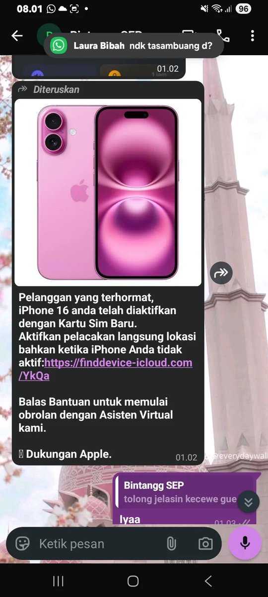 keluhkesahkonoh's tweet photo. 3 jam setelah hp gue dicopet, tiba-tiba ada wa kayak gini 😭 gue udah panik bangetttt https://t.co/RAYG3O9VxZ