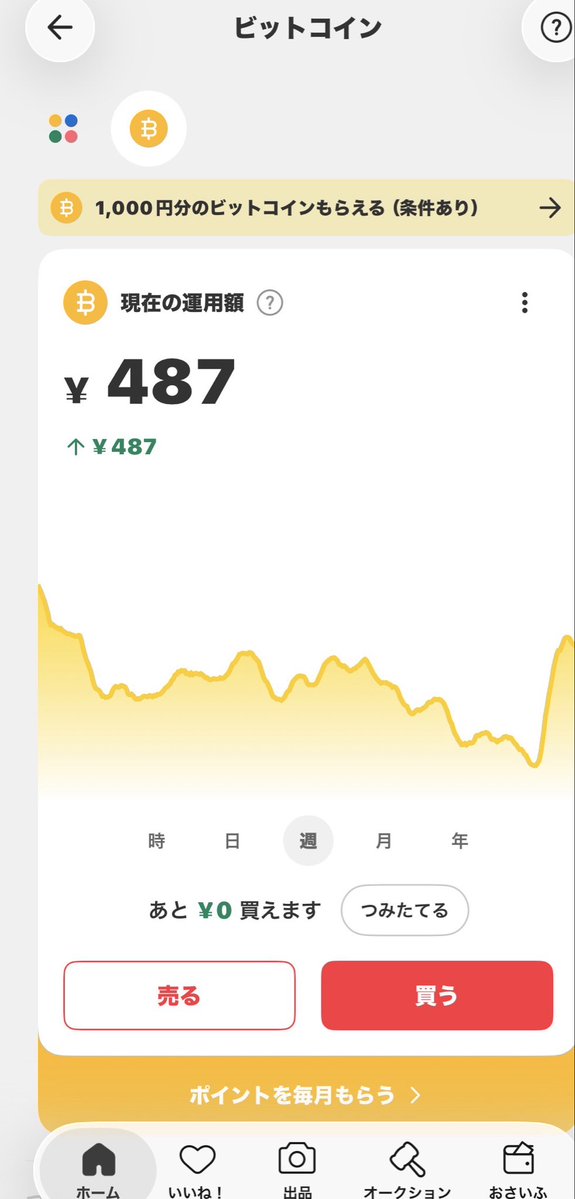 drunkard_dog's tweet photo. メルカリから貰った400円分のビットコインまた7円増えた！観察していると面白い！ https://t.co/5NbckcNDW2