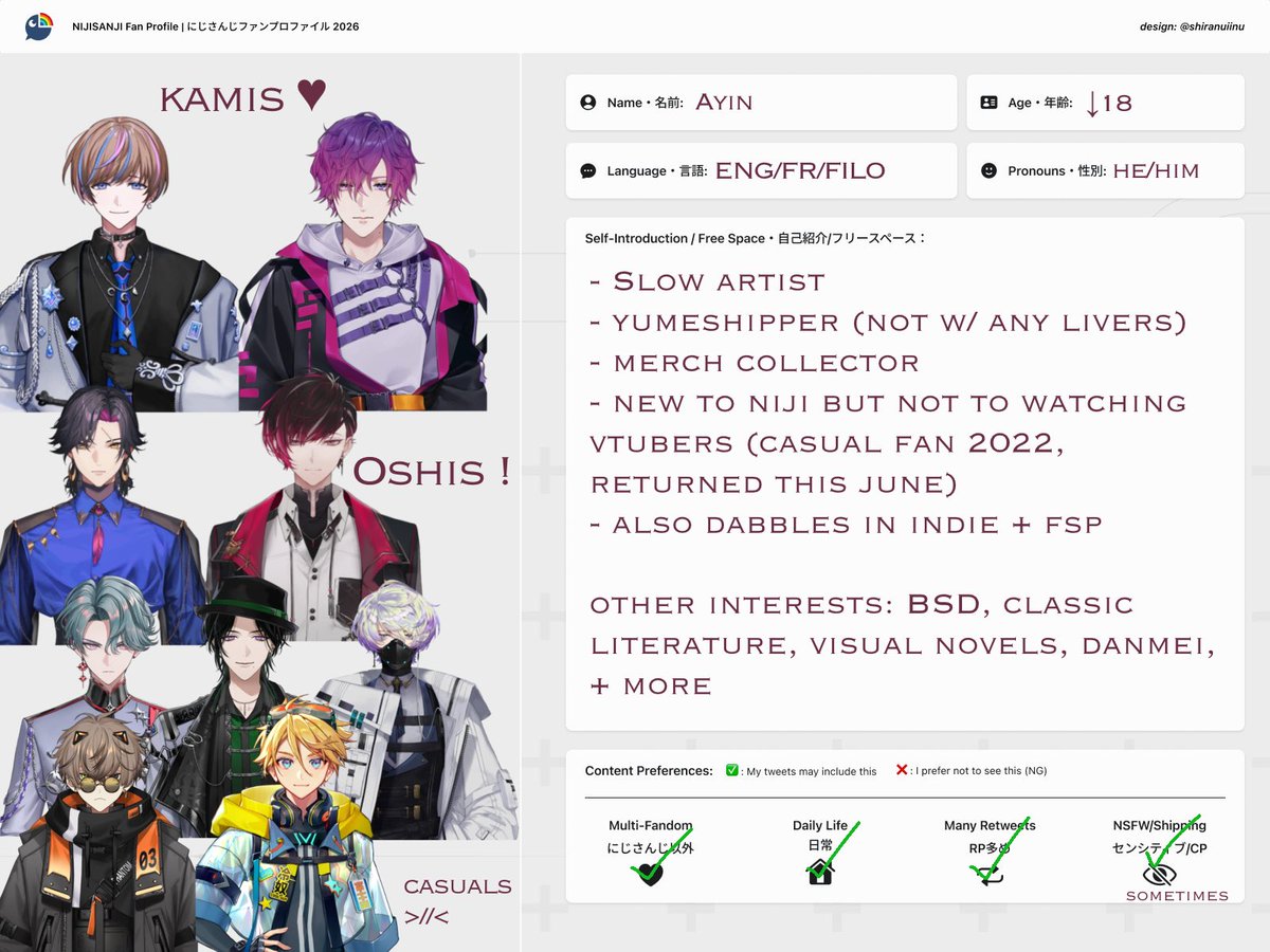 ayinyanchu's tweet photo. hallo here’s my updated niji intro 🫠💜
sp soon maybe https://t.co/rlvowzGilc